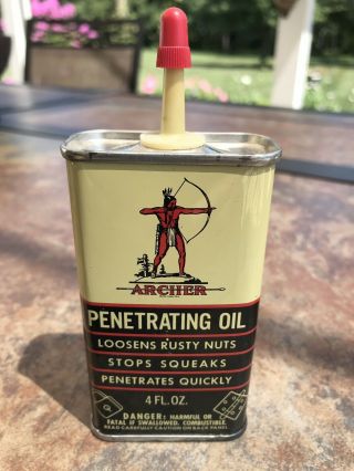 Vintage Archer 4 Oz Penetrating Oil Can - Household Oiler Tin