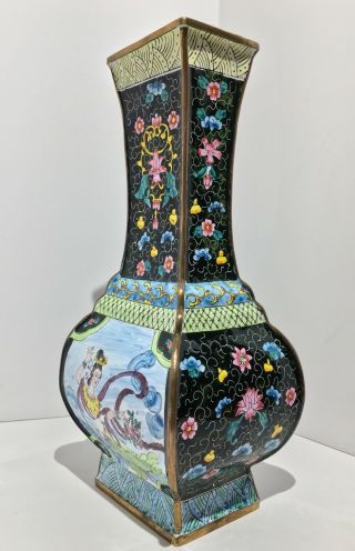 An Unusual 19th early 20th c.  Antique Chinese Enameled Cloisonné Hu Form Vase 2
