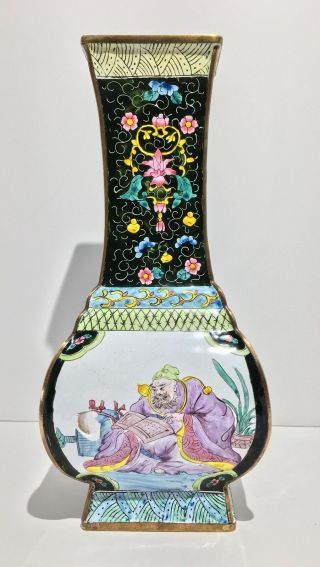An Unusual 19th early 20th c.  Antique Chinese Enameled Cloisonné Hu Form Vase 3