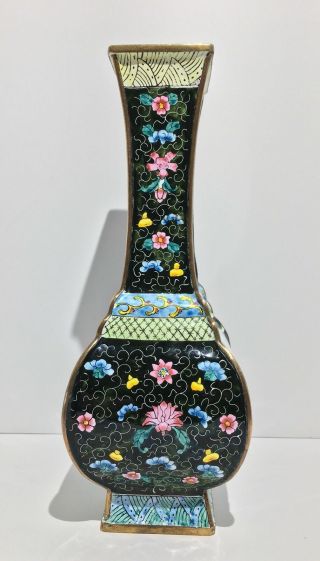 An Unusual 19th early 20th c.  Antique Chinese Enameled Cloisonné Hu Form Vase 4