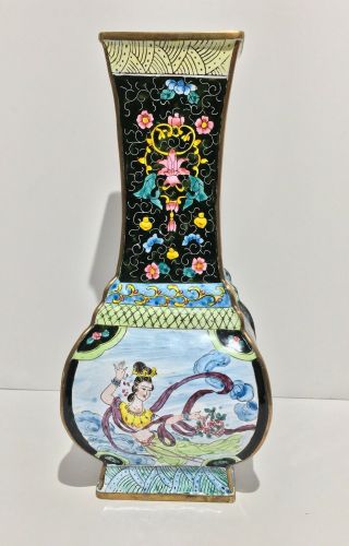 An Unusual 19th early 20th c.  Antique Chinese Enameled Cloisonné Hu Form Vase 5