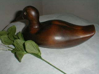 Brown Hand Carved Wooden Wildlife Mallard Duck Figurine Statue