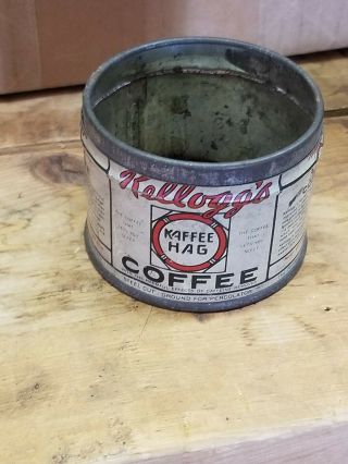 1930 Kelloggs Decaf Coffee Tin Kaffee Hag Sample Size