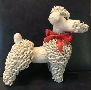Vintage Porcelain Spaghetti Standing Poodle Dog Statue Figurine Italy 7.  75 "