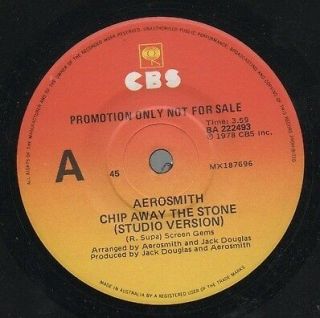 Aerosmith Rare 1978 Aust Promo Only 7 " Oop Rock Single " Chip Away The Stone "