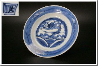 Chinese Antique Blue & White Porcelain Dragon Pattern Plate Ccvp35
