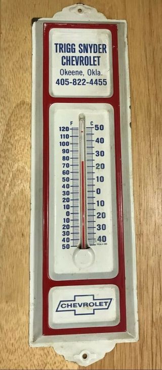 Vintage Chevrolet Metal Advertising Thermometer Sign Chevy Usa