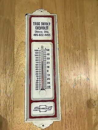 Vintage Chevrolet Metal Advertising Thermometer Sign Chevy USA 2