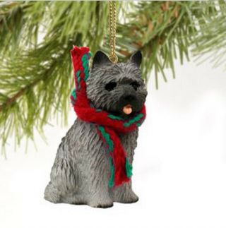 Cairn Terrier Gray Dog Christmas Ornament Holiday Figurine Gift Xmas Pet