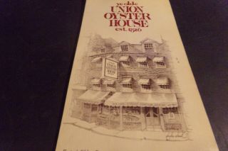 Ye Olde Union Oyster House Restaurant Menu Boston Oldest Restaurant W Drink List