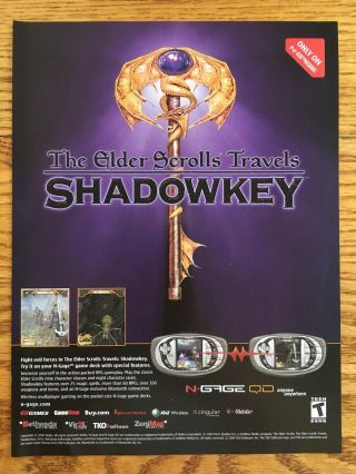 The Elder Scrolls Travels: Shadowkey N - Gage Poster Ad Print Art Shadow Key Rare