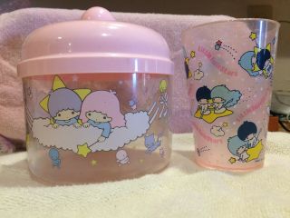 Vintage Sanrio Little Twin Stars 1976 Cup And Container