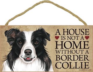 Border Collie Wood Dog Sign Wall Plaque 5 X 10 Bonus Coaster