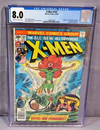 The X - Men 101 (phoenix 1st App & Origin) Cgc 8.  0 Marvel 1976 Claremont Uncanny
