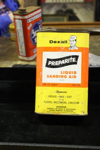 Vintage 3 Oil Can Dexall Preparite Liquid Sanding Aid Quart 1950 