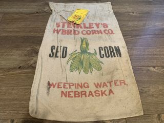 Steckley’s Hybrid Corn Vintage Seed Sack Bag Weeping Water,  Nebraska