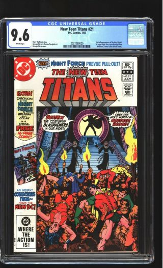 Teen Titans 21 Cgc 9.  6 Nm,  1st Brother Blood George Perez Cover Dc 1982