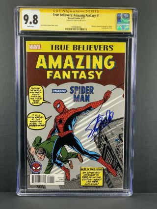 True Believers Fantasy 15 Cgc 9.  8 Signed By Stan Lee - Reprint Spider - Man