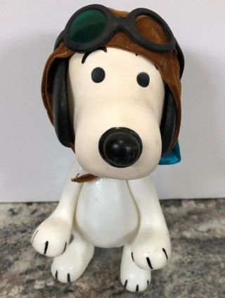 United Feature Syndicate 1966 Peanuts Snoopy Red Baron Figure W/ Aviator Glasses