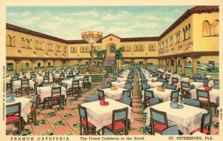 Rare Orig Unposted Tramor Cafeteria St Petersburg Florida Fl Art Deco Postcard