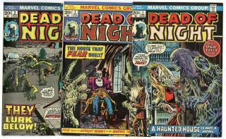 Dead Of Night 1 - 6,  11 Avg.  Vf,  8.  5 Ow/white Pages Marvel 1973