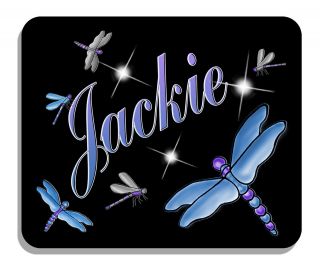 Dragonflies Mouse Pad Personalize Gifts Any Name Or Text Purples Blues