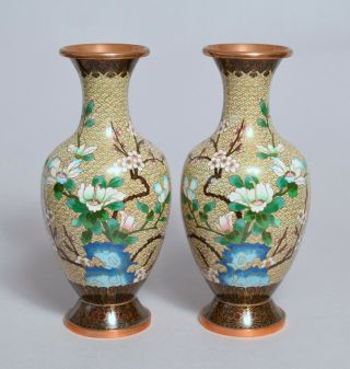 A Good Large Heavy Vintage Chinese Cloisonne Vases