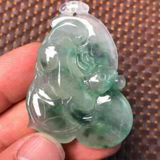 Rare Chinese Ice Green Jadeite Jade Handwork Collectible Fortune Rabbit Pendant