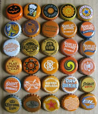 30 Different Mostly Micro Craft Shades Of Orange Beer Bottle Caps