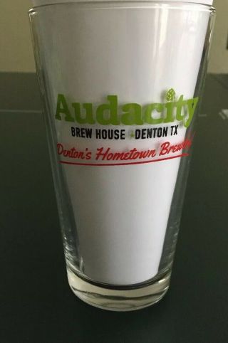 Audacity Brew House Unt North Texas 16 Oz Pint Beer Glass Denton Texas