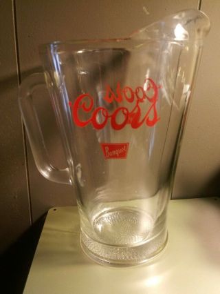 Vintage Clear Glass Coors Banquet Premium Beer Pitcher