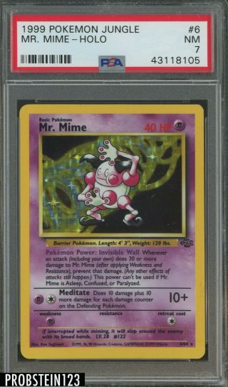 1999 Pokemon Jungle 6 Mr.  Mime Holo Psa 7 Nm