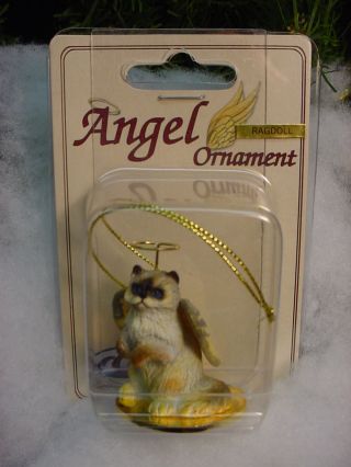 Ragdoll Blue Eyes Cat Angel Ornamentres In Figurine Kitty Kitten Christmas