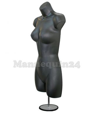 Black Mannequin Female Torso Dress Form with Metal Stand and Hook for Hanging 2
