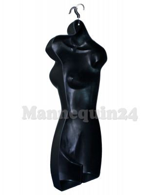 Black Mannequin Female Torso Dress Form with Metal Stand and Hook for Hanging 5