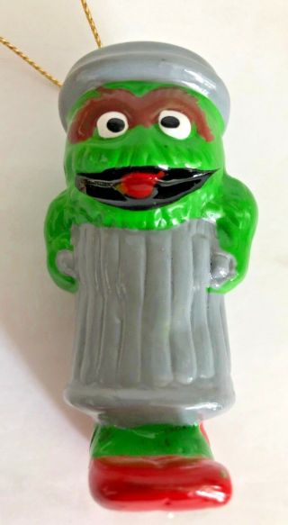 Vintage Sesame Street Muppets Oscar The Grouch Trash Can Christmas Ornament