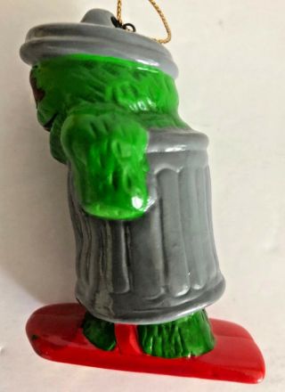 Vintage Sesame Street Muppets Oscar The Grouch Trash Can Christmas Ornament 2