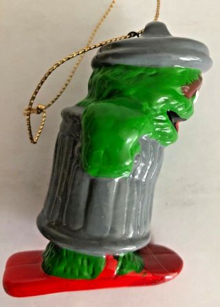 Vintage Sesame Street Muppets Oscar The Grouch Trash Can Christmas Ornament 3