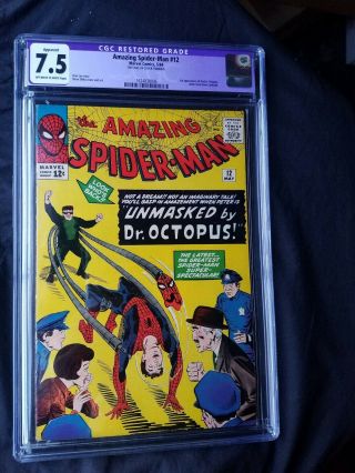 Spider - Man 12 Cgc 7.  5 (restored Top Cover Trimmed),  Silver Age,  Doc Ock
