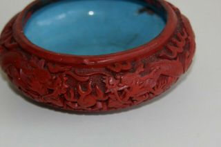 Antique Chinese Dragon Cinnabar Bowl/box