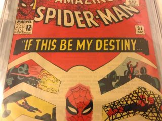 Spider - Man 31 Dec 1965,  Marvel Comics,  CGC Grade 7.  0 WHITE PAGES 3