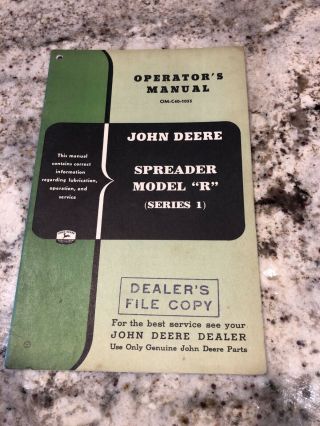 John Deere Spreader Model R Series 1 Om - C40 - 1055
