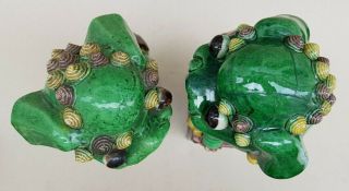 19TH C QING LARGE ANTIQUE CHINESE FAMILLE VERTE FOO LION DOGS PAIR MALE & FEMALE 6