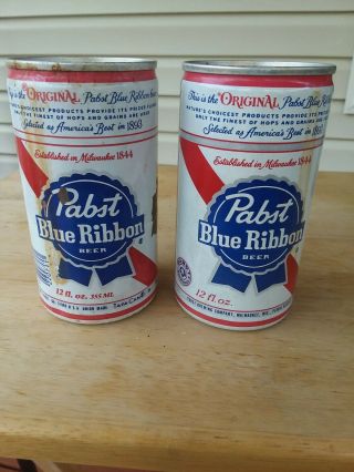 2 - Vintage Pabst Blue Ribbon Beer Cans