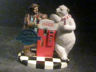 1995 Coca Cola Emmett Kelly Cool Off With Coke Hobo Clown Polar Bear W/ Orig Box