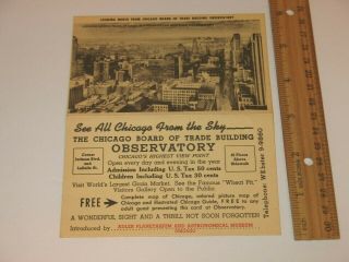The Chicago Board Of Trade Building Observatory Advertising Card Vintage