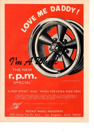 1968 Rocket Wheel Industries Classic Print Ad