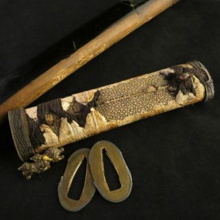 Antique Japanese Koshirae Wakizashi Tsuka Saya Menuki Katana Samurai Sword Edo