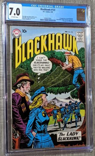 Blackhawk 133 Cgc 7.  0 Dc Comics 1959 1st App.  Lady Blackhawk Off - White Pages