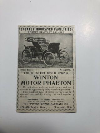 Vintage Ad Winton Motor Phaeton 1897 First Automobile In America